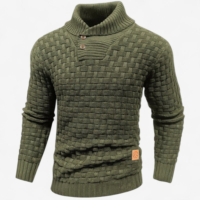 Robert – Slim fit trui met sjaalkraag en V-hals Velani