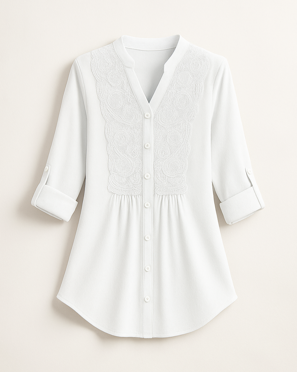 Elegante Lange Blouse – Moderne Editie Met Pofmouwen