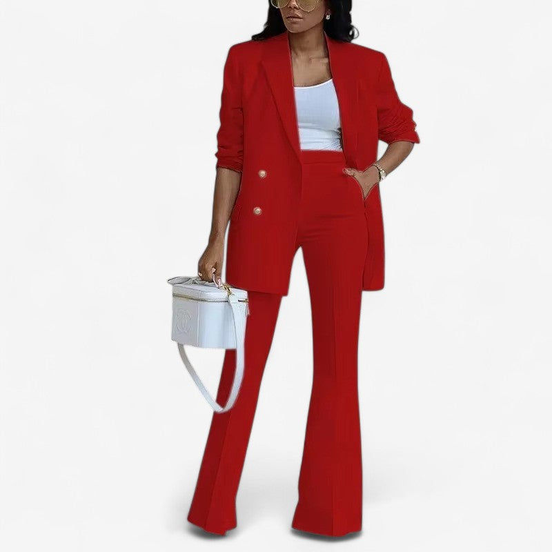 Nova – 2-delig set met blazer met knoopsluiting en broek met wijde pijpen Velani