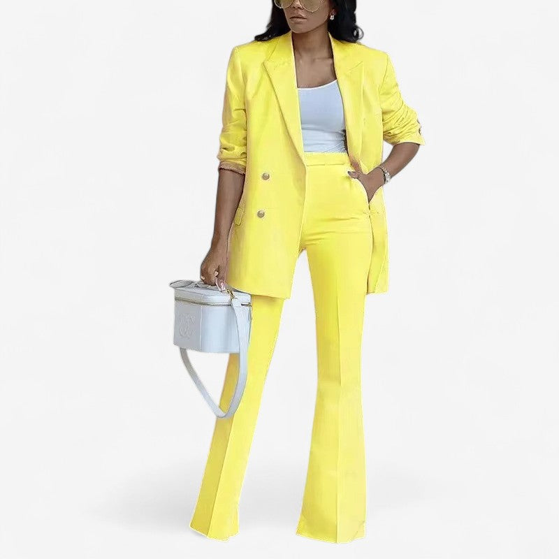 Nova – 2-delig set met blazer met knoopsluiting en broek met wijde pijpen Velani