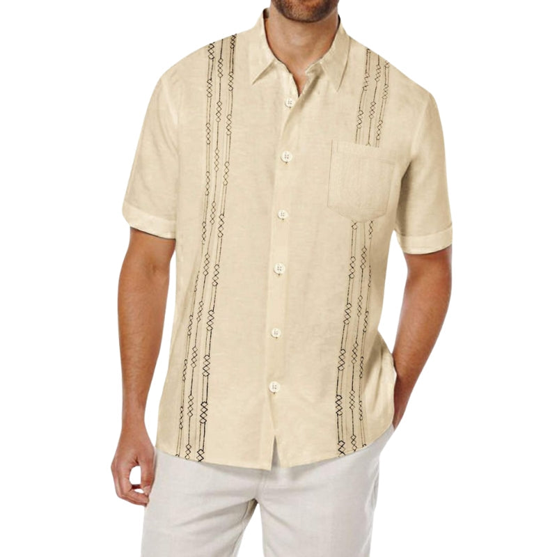 Anton – Korte Mouwen Shirt met Print Knopen en Zakjes Velani