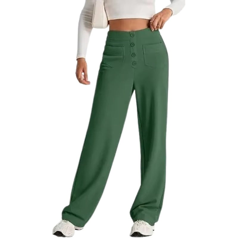 Selene – Hoge taille rechte broek met zakken Velani