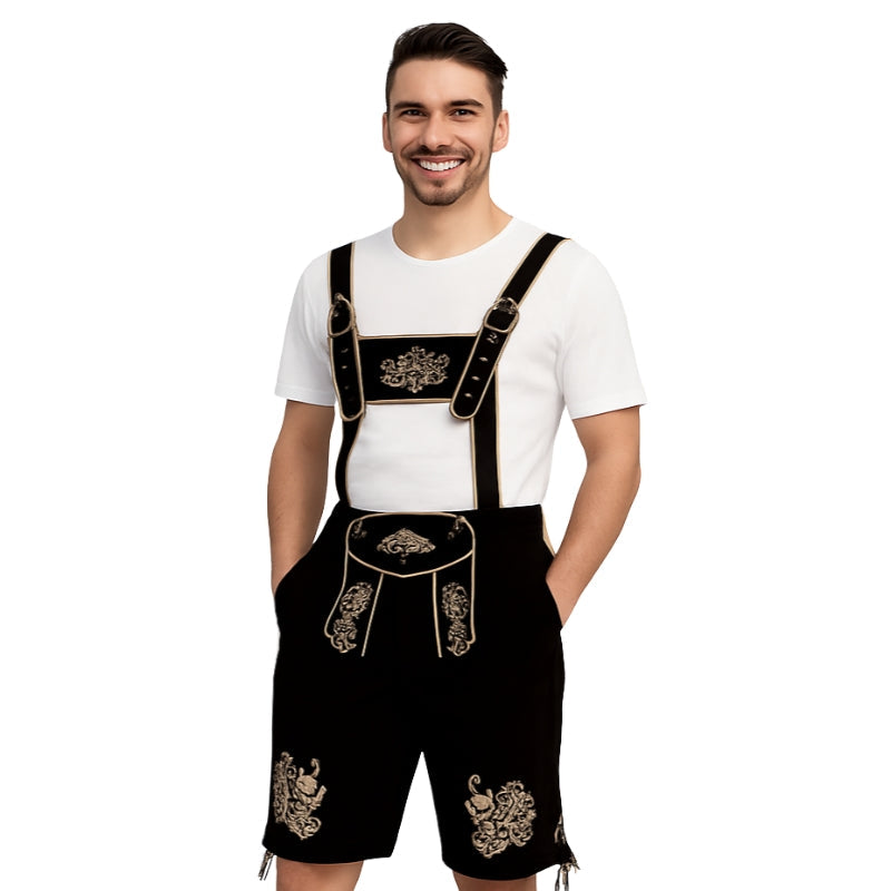Alwin – Geborduurde Shorts met Bretels en Zakjes Velani