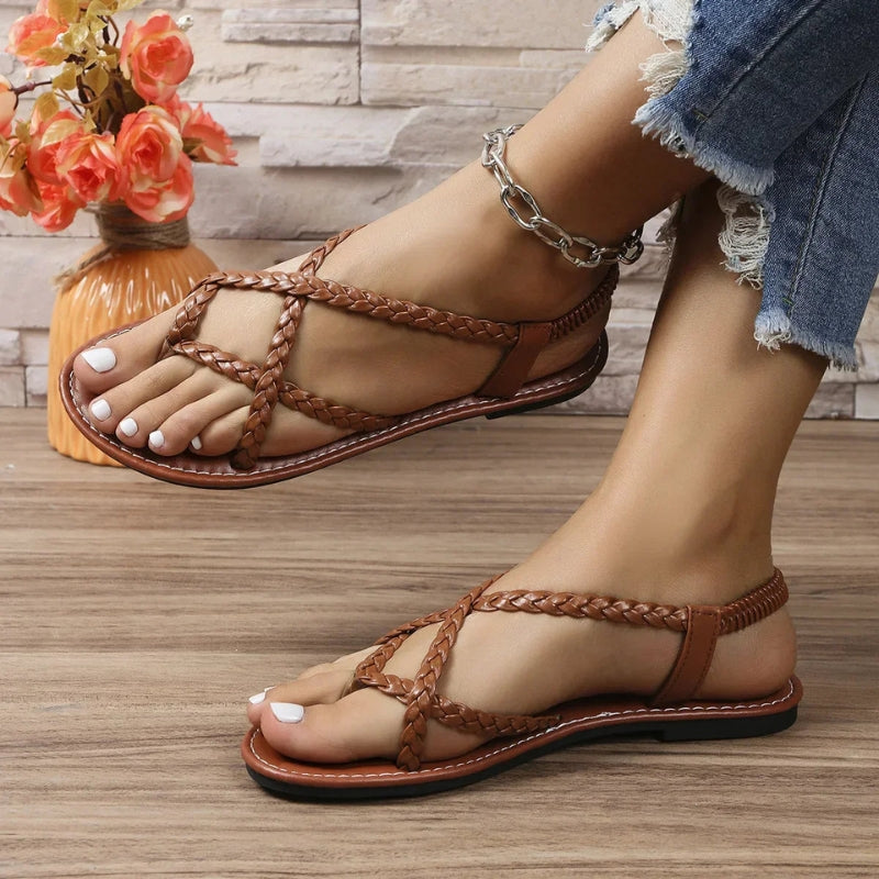 Anna – Sandalen met Platte Zool Kruisbandontwerp en Open Teen Velani
