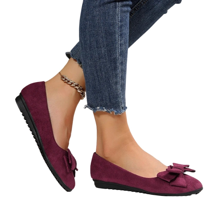 Quinn – Platte zool schoenen met ronde neus en strikdetail Velani