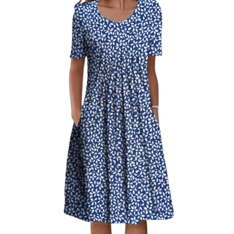 Julia – Bloemenjurk met Korte Mouwen en Ronde Hals Velani
