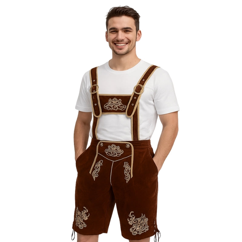 Alwin – Geborduurde Shorts met Bretels en Zakjes Velani