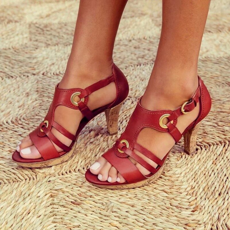 Natalie – Sandalen met Ronde Puntneus Hak en Verstelbare Bandjes Velani