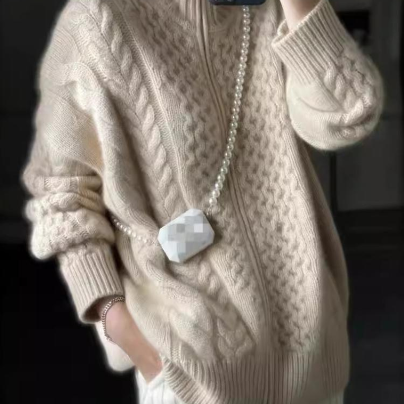 Kathleen – Coltrui Cardigan met Lange Mouwen en Ritssluiting Velani