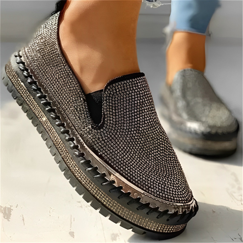 Eliza – Diamant Loafers Platte Zool Schoenen Velani