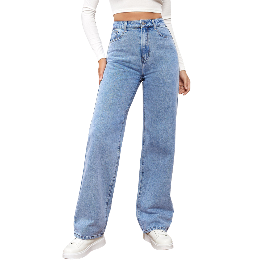 Rianne – Hoge taille Broek met Wijde Pijpen en Zakken Velani