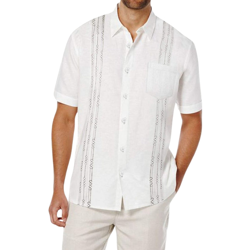 Anton – Korte Mouwen Shirt met Print Knopen en Zakjes Velani