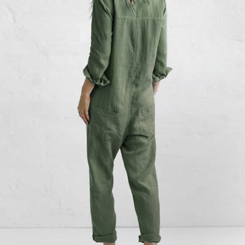 Emily – Jumpsuit met lange mouwen, kraag en meerdere zakken Velani