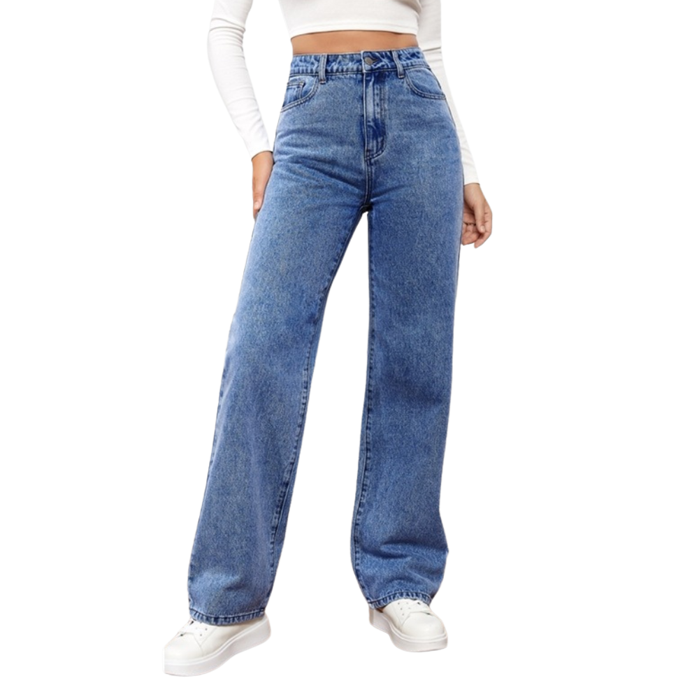 Rianne – Hoge taille Broek met Wijde Pijpen en Zakken Velani