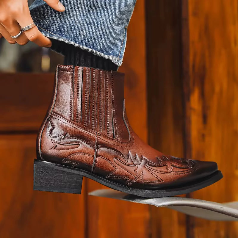 Borrin – Cowboy enkellaarzen met puntige neus Velani