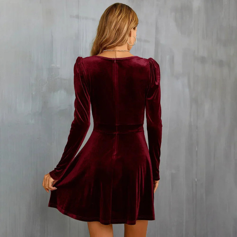 Jennifer – Midi-jurk met lange mouwen en V-halsdetail Velani