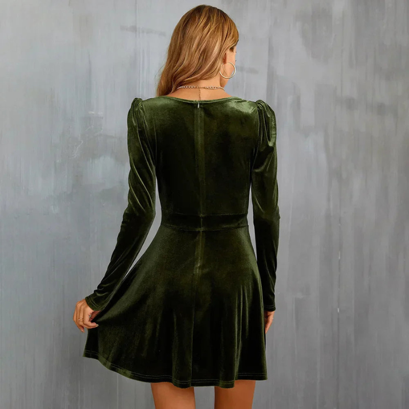 Jennifer – Midi-jurk met lange mouwen en V-halsdetail Velani