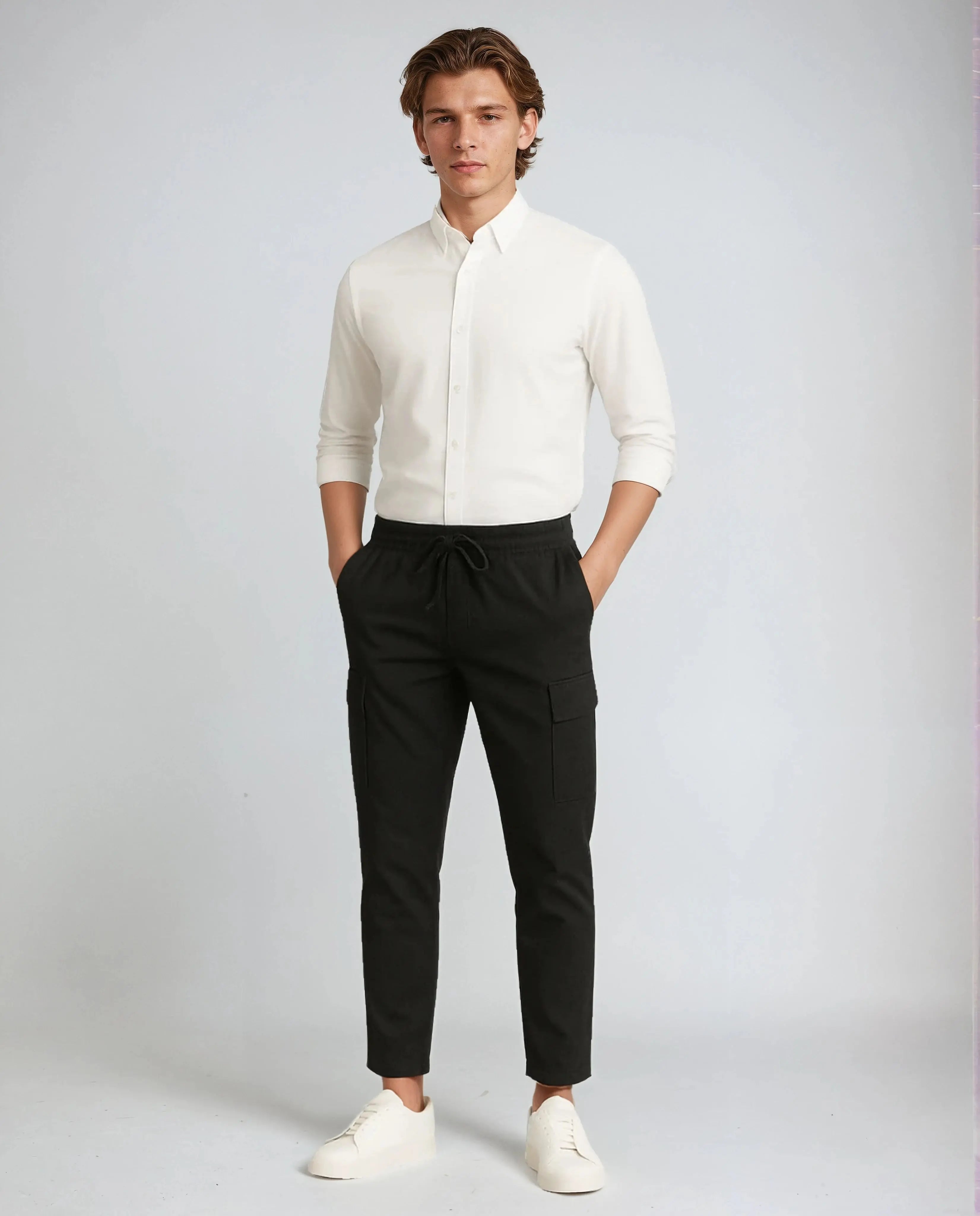Katoenen Cargobroek Met Functionele Zakken-Pants-Velani-Velani
