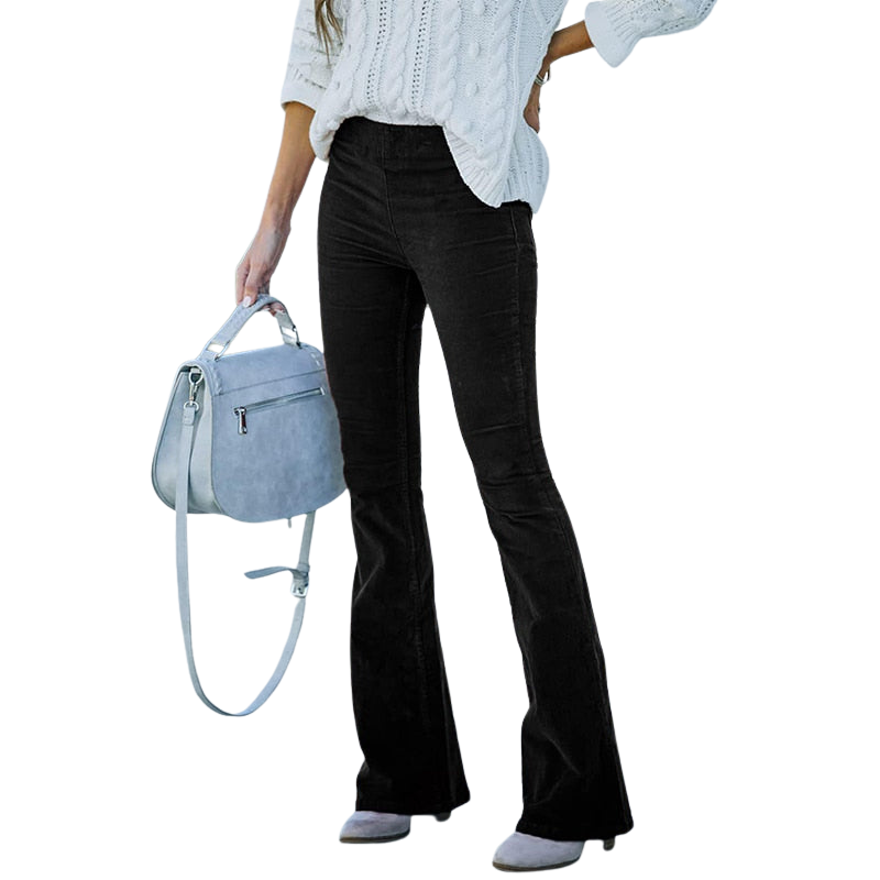 Nora – Hoge Taille Corduroy Wijde Pijpen Broek Velani