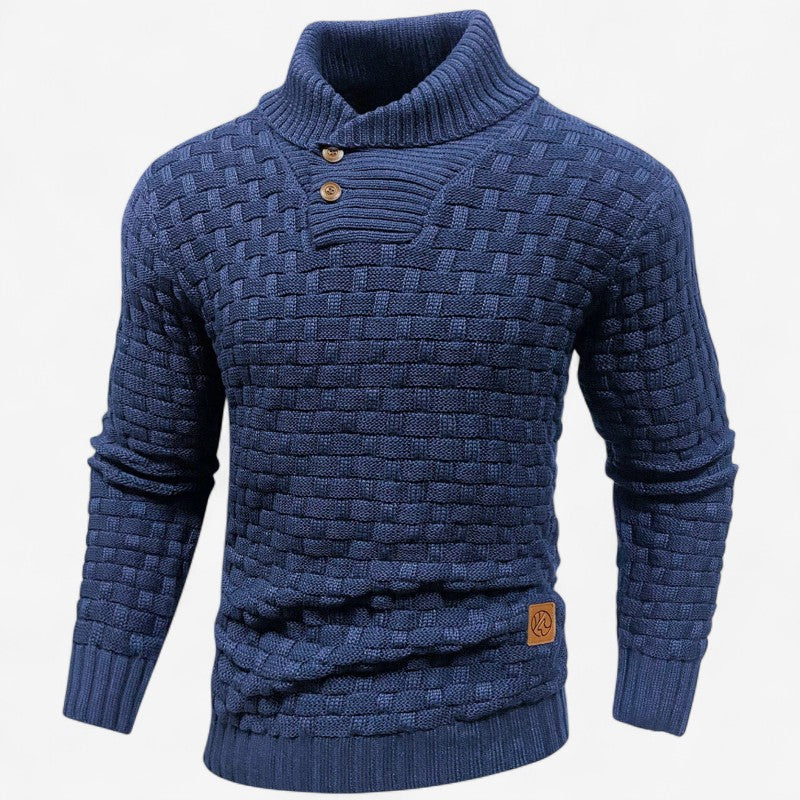 Robert – Slim fit trui met sjaalkraag en V-hals Velani