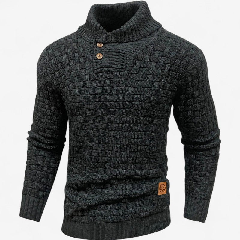 Robert – Slim fit trui met sjaalkraag en V-hals Velani
