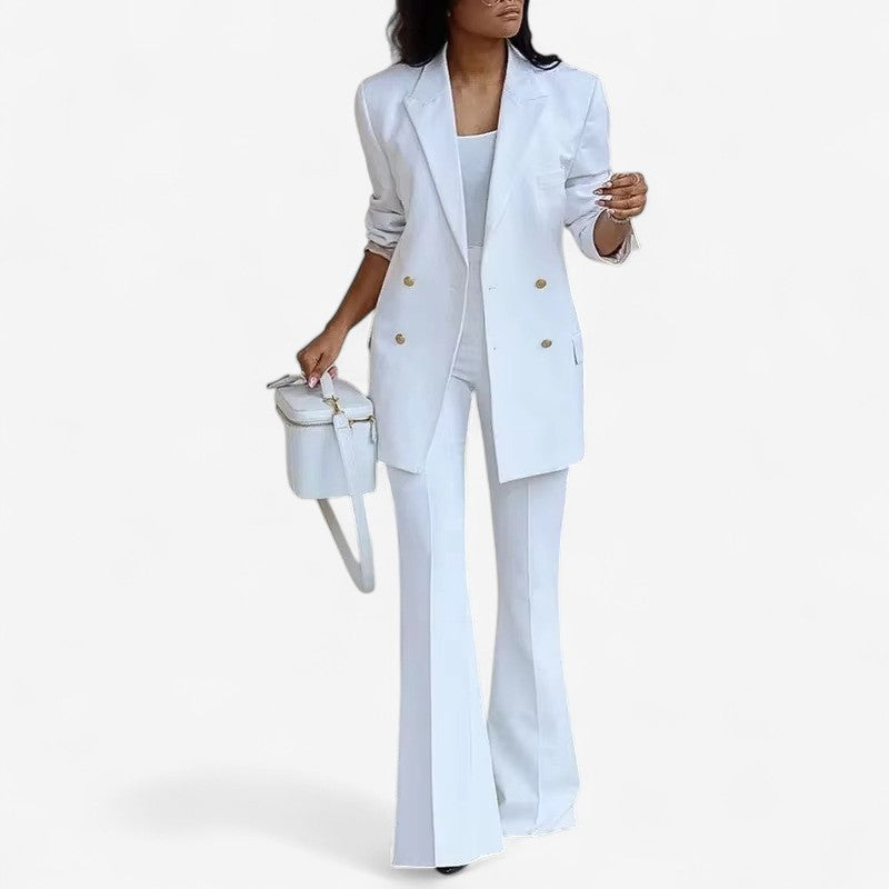 Nova – 2-delig set met blazer met knoopsluiting en broek met wijde pijpen Velani