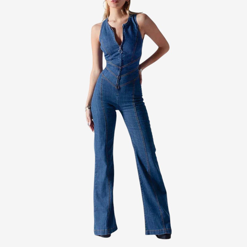 Maya – Nauwsluitende jumpsuit zonder mouwen met hartvormige rug Velani